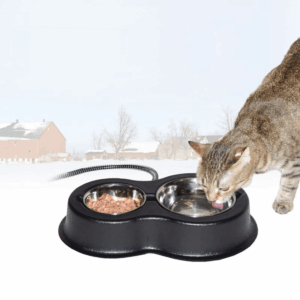 Heated Cat Feeder with Thermostatic Control and Stainless Steel Bowls