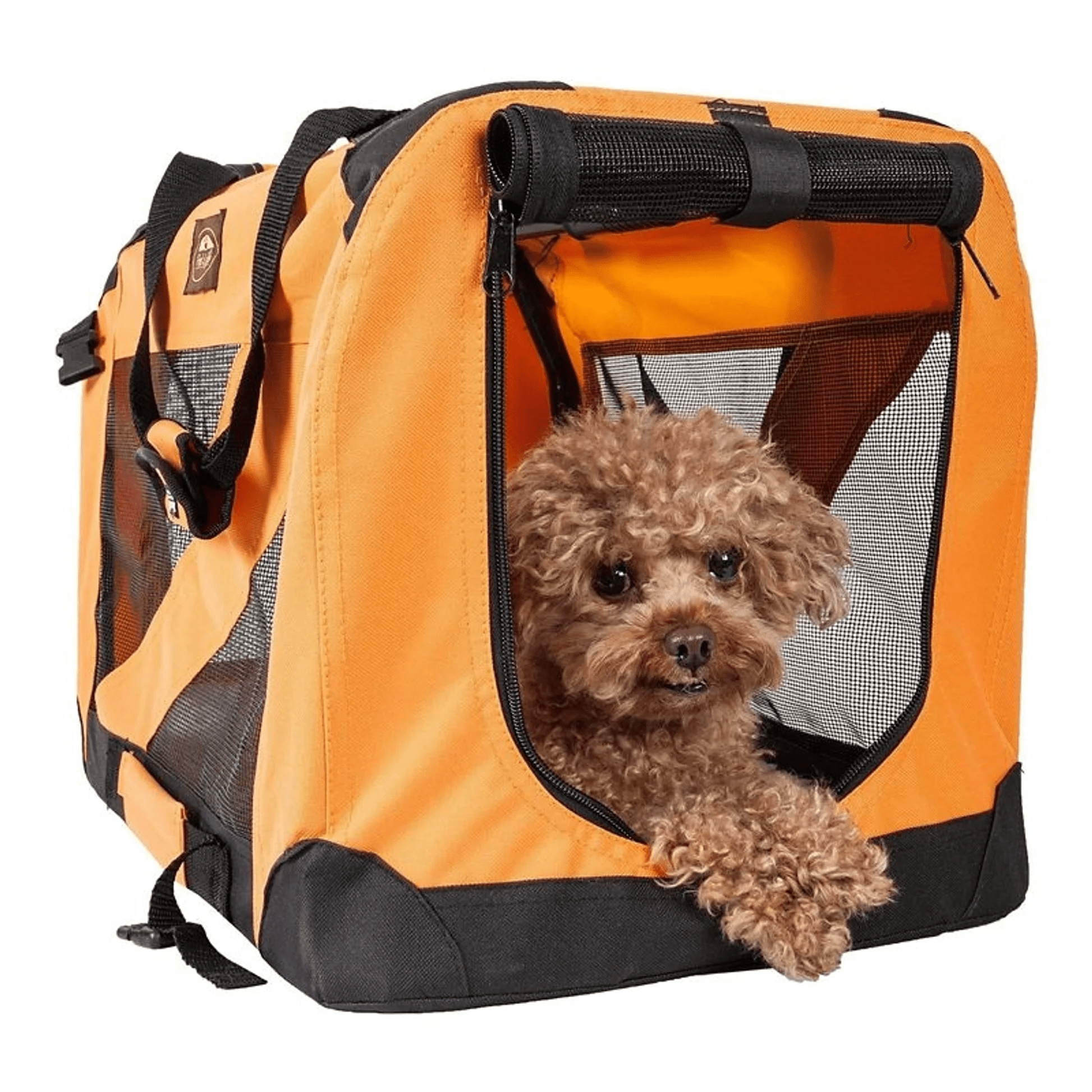 Collapsible Pet Carrier with Mesh Panels and Metal Frame