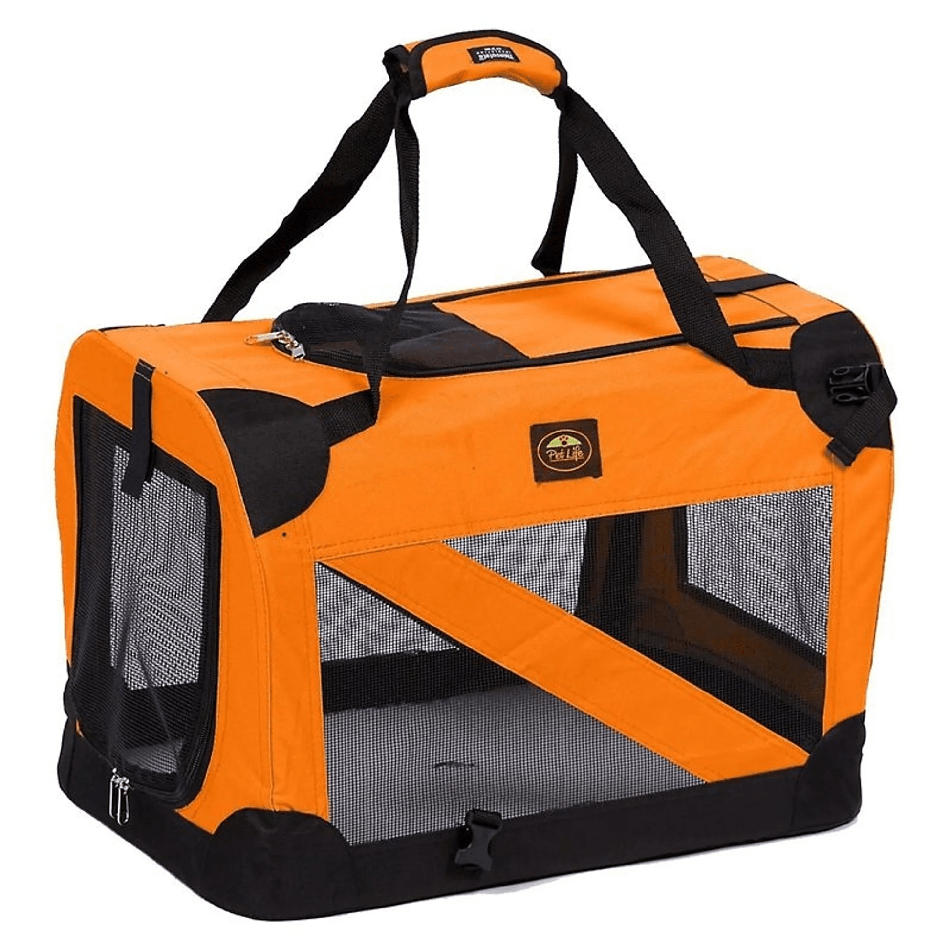 Collapsible Pet Carrier with Mesh Panels and Metal Frame