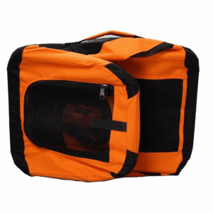 Collapsible Pet Carrier with Mesh Panels and Metal Frame